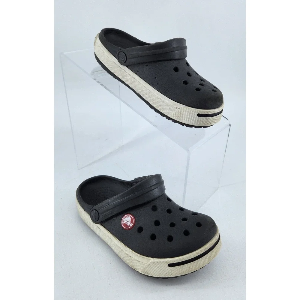 Crocs Crocband II Clogs Kids‎ Size C10/11 Black White Slip On Sandals 11990
